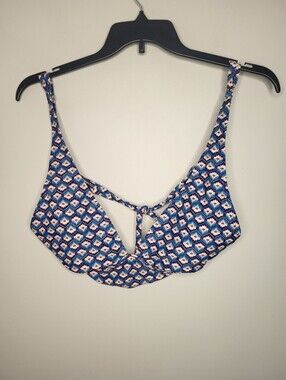 Mynah Blue Geometric Bikini Top Only Womens XL Resort Swimwear